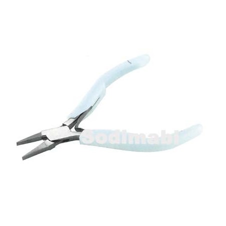 PINCE PLATE 4 mm 12 cm MANCHE BLANC