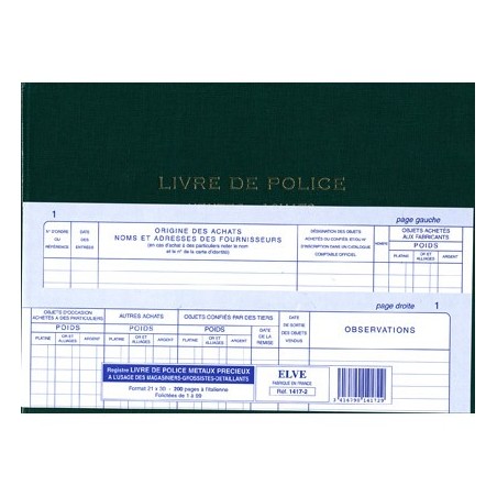 LIVRE DE POLICE METAUX PRECIEUX - VENTES / ACHATS